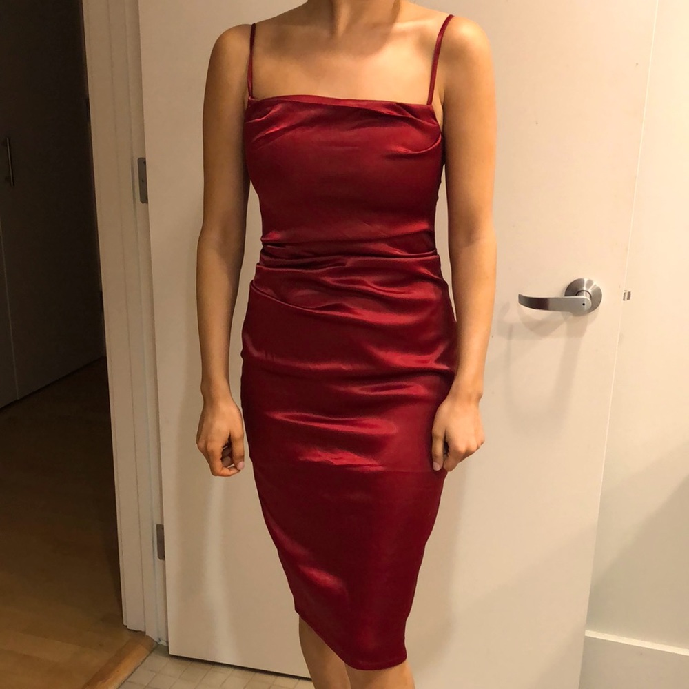 House of CB red wine colored dress! Perfect for Christmas